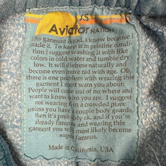 Aviator Nation Blue Track Pants with Rainbow Stripes - Picture 4 of 10